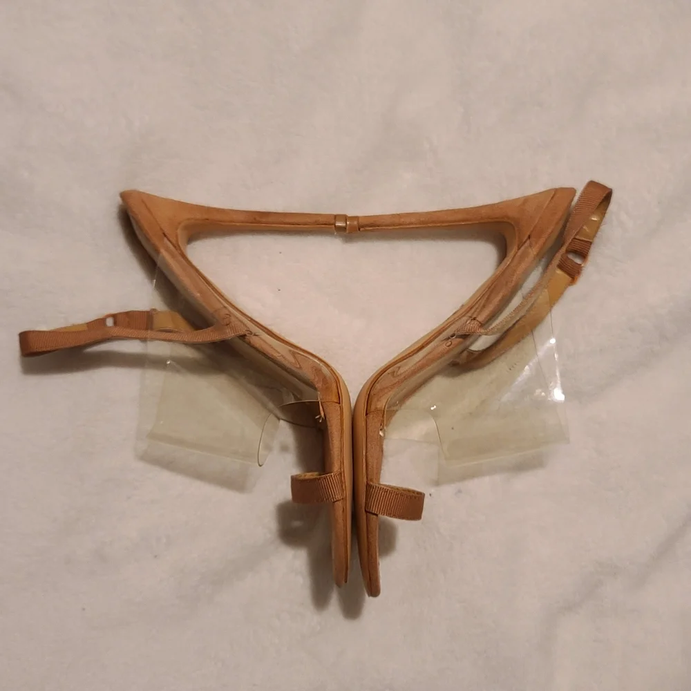 Fashion Nova | Sling back Sandal Heels Faux Suede Nude Size 8.5